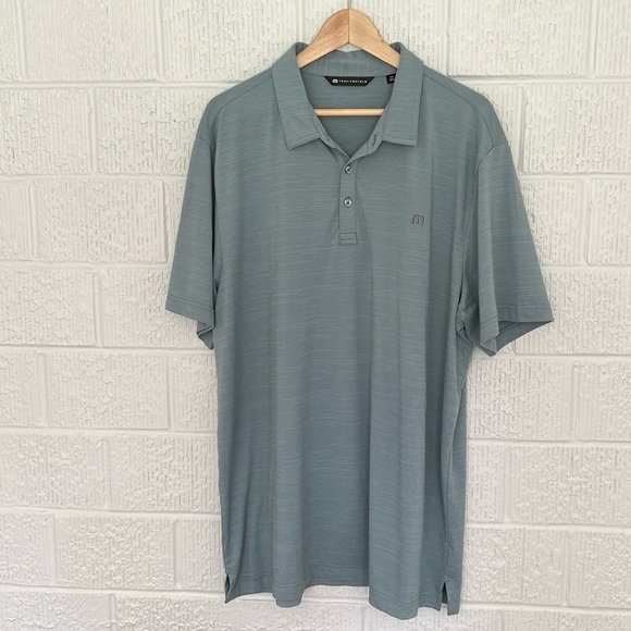 Travis Mathew Men’s Micro Stripe Heater Golf Polo Shirt Green 2XL / XXL - Picture 1 of 10